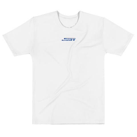 Herren-T-Shirt in weiß mit blau - JUST4YOU - Fitness Style