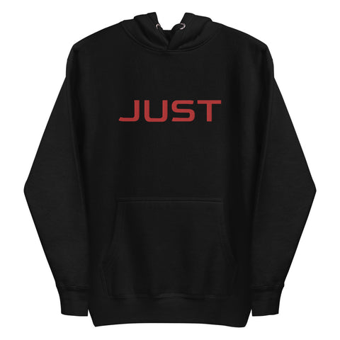 Herren schwarzer Kapuzenpullover bestickt in Rot S/R - JUST4YOU - Fitness Style