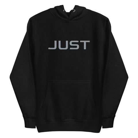 Herren schwarzer Kapuzenpullover bestickt in Grau S/Grau- JUST4YOU - Fitness Style