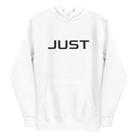 Herren weißer Kapuzenpullover bestickt in Schwarz W/S - JUST4YOU - Fitness Style