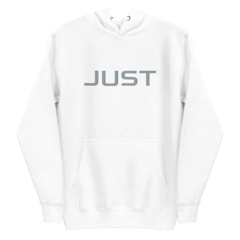 Herren weißer Kapuzenpullover bestickt in Grau W/Grau - JUST4YOU - Fitness Style