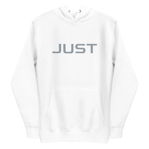 Herren weißer Kapuzenpullover bestickt in Blau W/B - JUST4YOU - Fitness Style