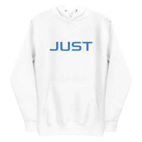 Herren weißer Kapuzenpullover bestickt in Blau W/B - JUST4YOU - Fitness Style